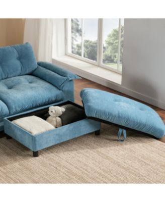 L-Shape Sectional Sofa w/ Ottoman, Charging, Cup Holder, Storage