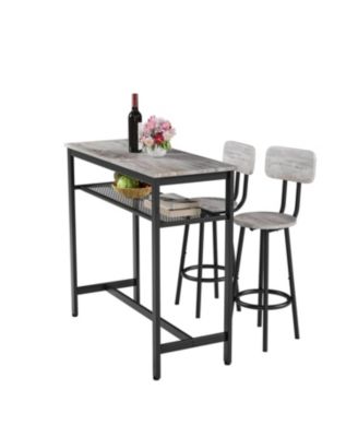 Streamdale Bar Table & 2 Stools Set, Space Saving Pub Dining