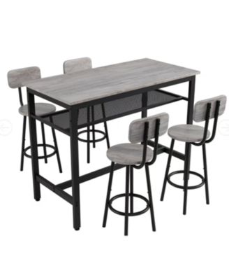 Bar Table & 4 Chairs - Counter Height, Gray