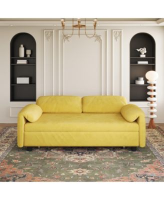 Streamdale Yellow Velvet Sofa Bed - Converts to Retractable Bed