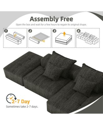 Modern Oversized Chenille Sectional Sofa with Ottoman & Pillows