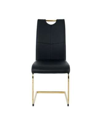 Glass Circle Table PU Dining Chair Set (5)