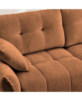 Streamdale Ergonomic Sofa with Ottoman, High-Resilience Cushions, Burnt Orange