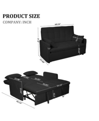 61" Fabric Sofa Bed - Storage, Adjustable, Indoor/Outdoor