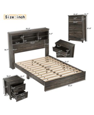 Streamdale Queen Bed Set- Storage Headboard, Nightstands, Dresser