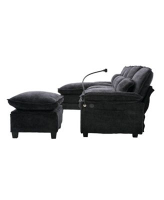 106" U-Shape Sectional Sofa Cloud Couch, Chenille, Ottoman & Pillows