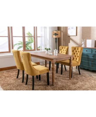  Contemporary Gold Velvet Dining Chairs, Set of 2