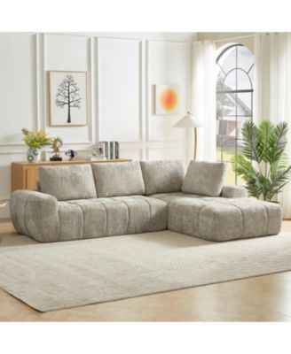 Chenille L-Shape Sectional Sofa, Comfy Sleeper Couch, No Assembly
