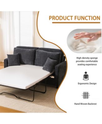 Sleeper Sofa Bed, Pull Out Couch, 2 Seater Linen Convertible Sofa