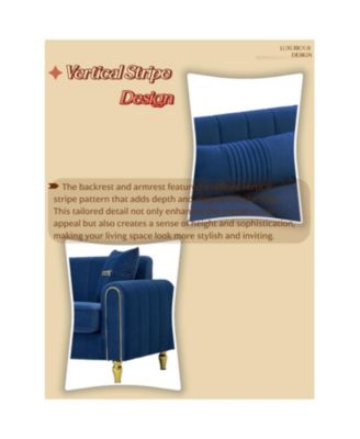 Modern Plush 3-Seater Sofa with Pillows & Metal Legs