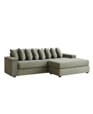 Corduroy L-Shaped Sectional Sofa with Chaise & Storage