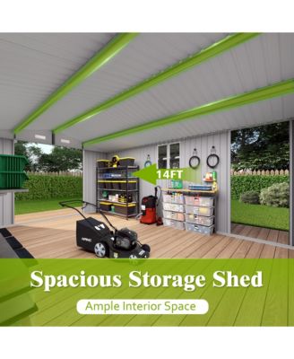 10x14 Metal Storage Shed, Lockable Doors, Window, All-Weather Shelter