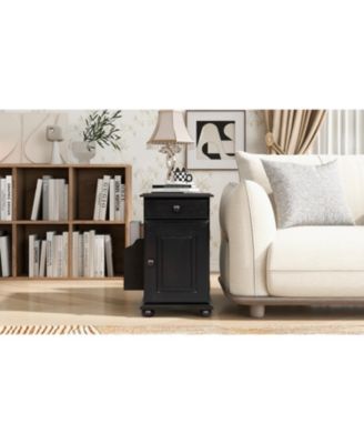 Streamdale Vintage Flip Top End Table with USB & Drawer