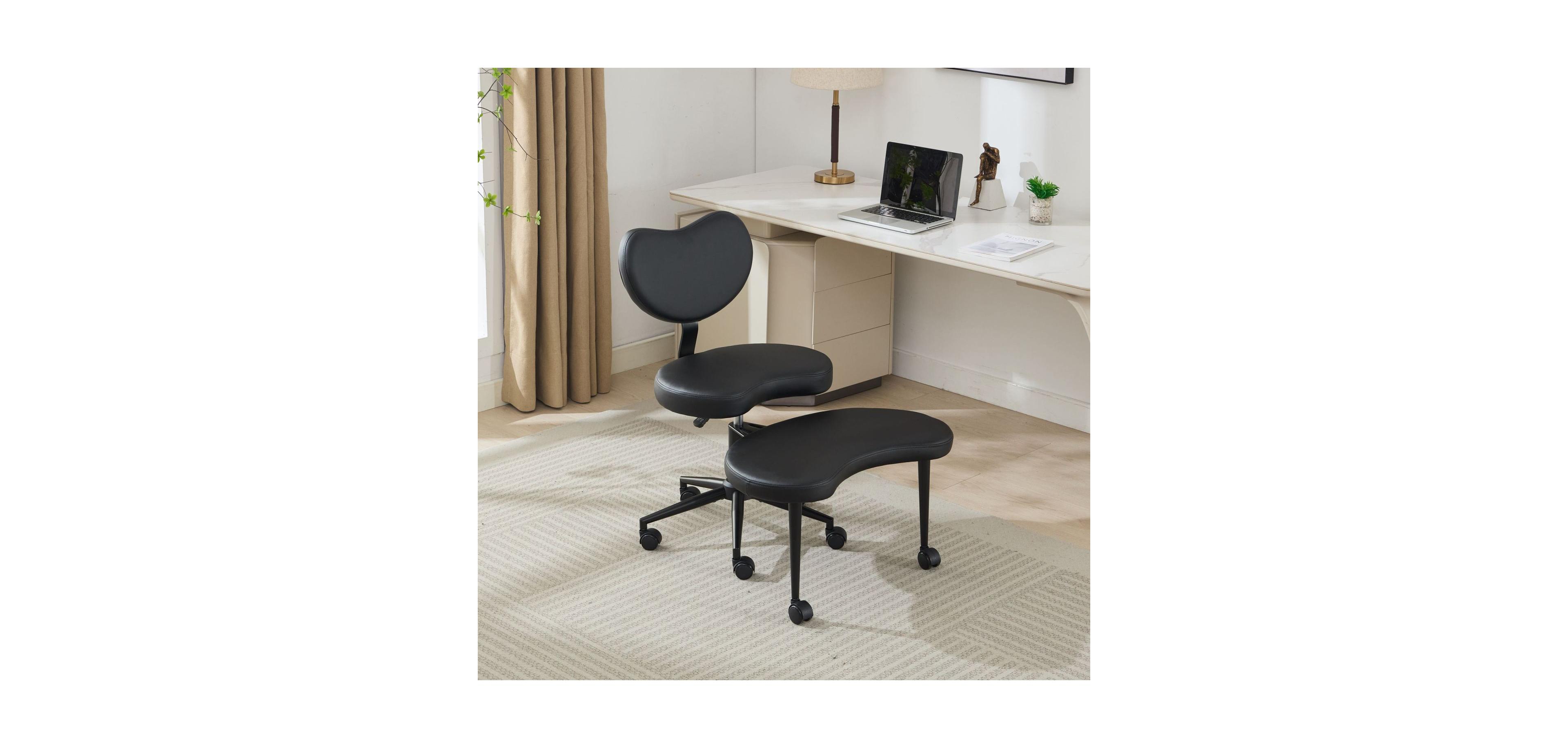 Streamdale Furniture Meditation Chair Plus - Cross Legged, Wheeled, Lumbar Support, Black Pu
