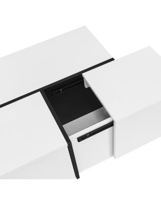 Extendable High-Gloss Coffee Table w/ Storage Drawers