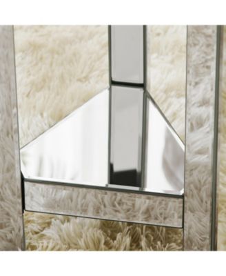 Mirrored Octagon End Table with Crystals, 2-Tier Silver Accent Table