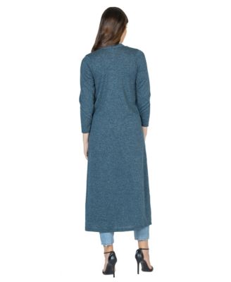 Women's Knit Three Quarter Bell Sleeve Open Cardigan Sweater