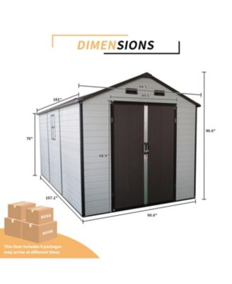 8x14 Resin Storage Shed w/ Windows, Aluminum Frame & Floor