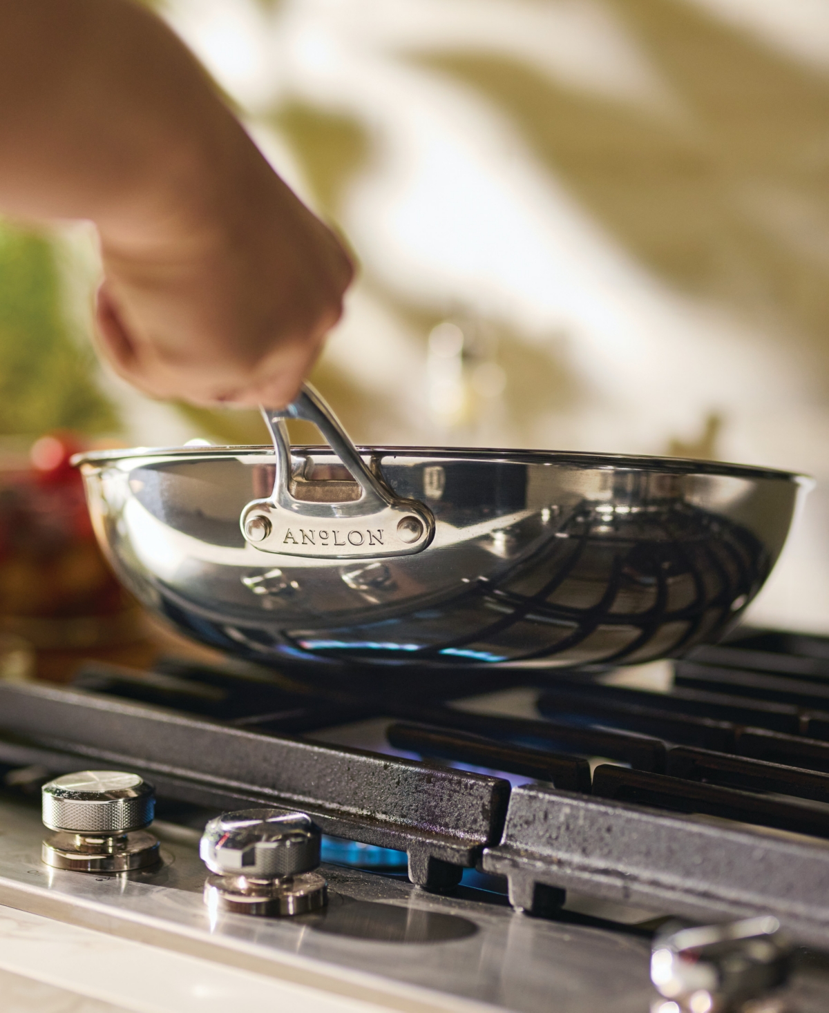 Anolon EverLast Stainless Steel 12.5" Tri-Ply Clad Stir Fry Pan