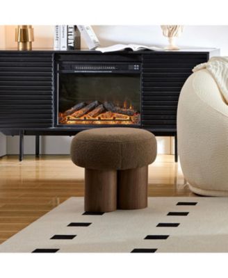 W8017-1 lamb wool seat barrel PVC pipe with walnut veneer Mushroom stool