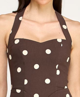 Juniors' Sweetheart Halter Neck Slim Midi Dress