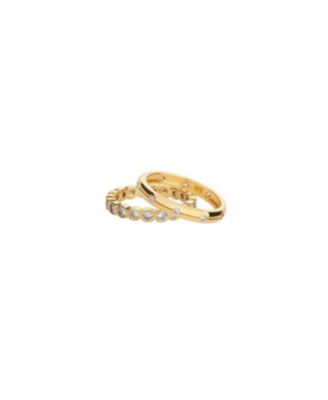 18K Gold Plated Sterling Silver Shining Elegance Ring Duo Set Holiday Gift Idea