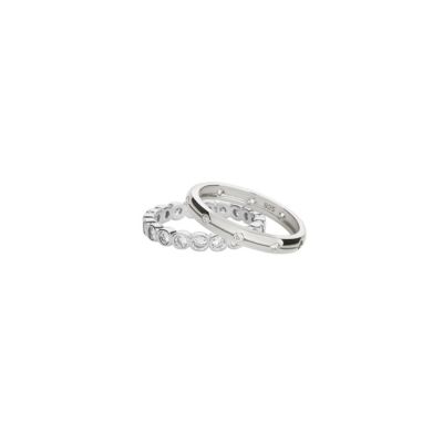 Bearfruit Jewelry 18K Gold Plated Sterling Silver Shining Elegance Ring Duo Set Holiday Gift Idea - Silver