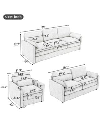 Cozy Upholstered Cloud Sofa Set