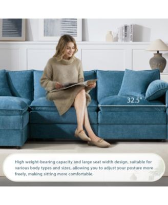 Chenille Modular Sectional Sofa with Ottoman