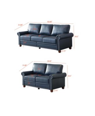 Living Room Sofa with Storage Sofa 2+3 Sectional Navy Blue Faux Leather