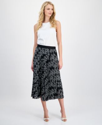 Women's Printed Pleated Midi Skirt