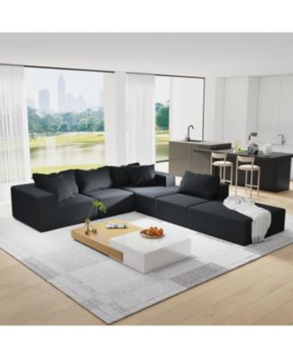  Modern Upholstered Sectional Sofa Couch Set, 132" L-Shaped