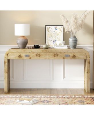 Entryway Table with Burl Wood Veneer,Suitable for Entryway, Hallway, Living Room, Foyer, Corridor