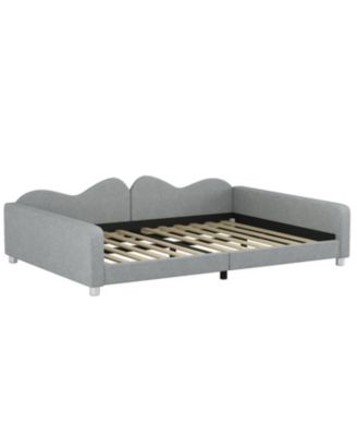 Full size Upholstered Daybed, Sherpa Fabric Sofabed with Cloud-Shaped Backrest, No Box-spring Needed