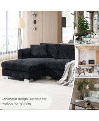 Modern Cloud Sectional Sofa, 4-Seat L-Shaped Couch with Pillows
