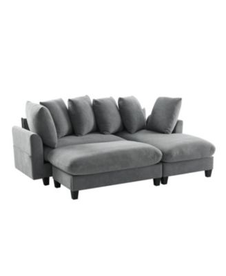 83" Sectional Sofa with Storage Ottoman & Pillows