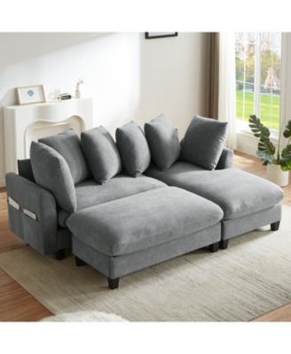 83" Sectional Sofa with Storage Ottoman & Pillows