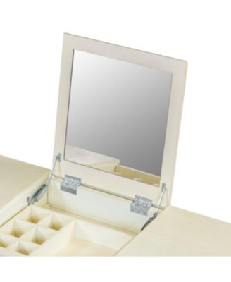 Vanity Desk Flip-Top Mirror Drawer Cabinet Oak