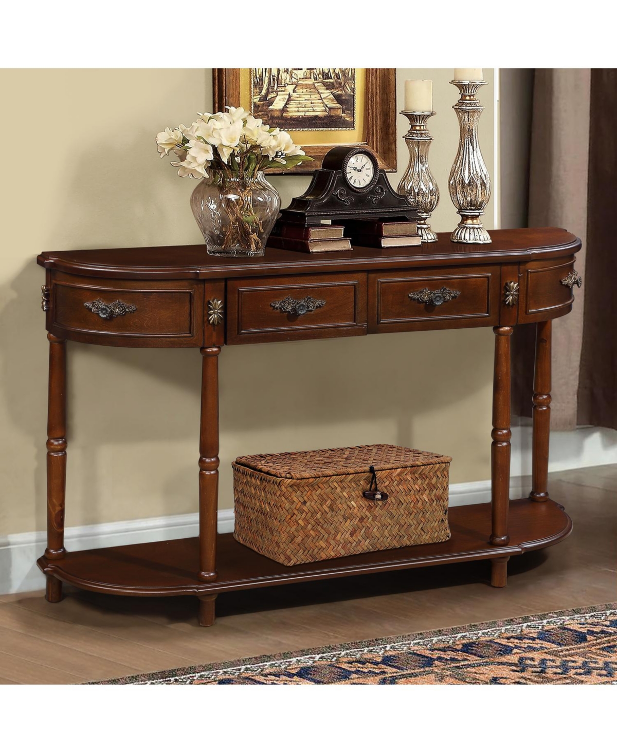 Streamdale Furniture Retro Cherry Console Table with Drawers