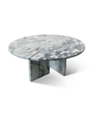Blue Gray Marble Coffee Table - 27.6 Inch