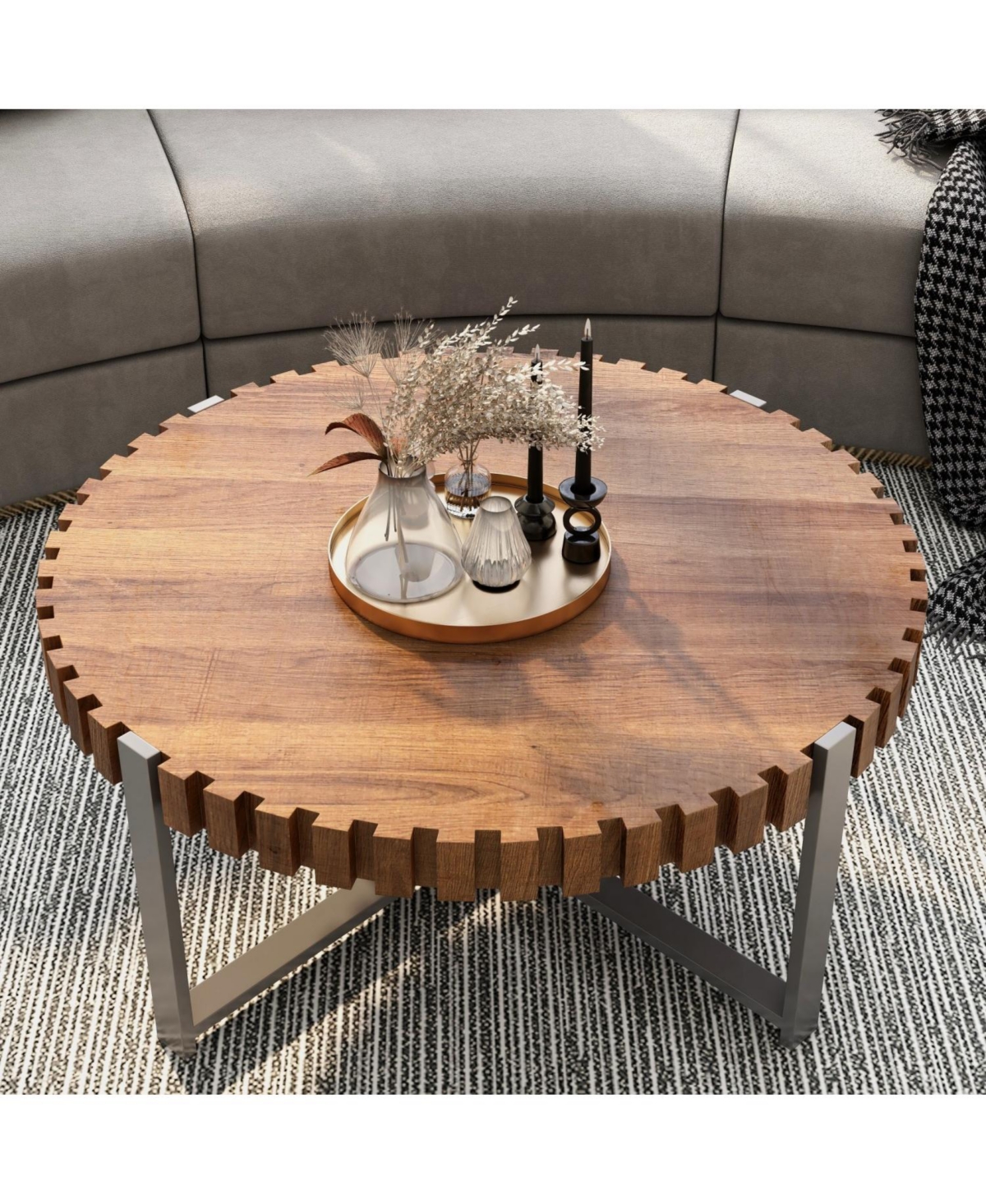 Streamdale Furniture Felief 31.4-inch Round Wood Coffee Table
