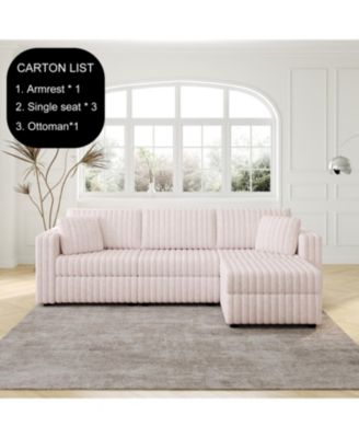 106" 2-Piece Fabric Upholstered Sofa & Ottoman Set