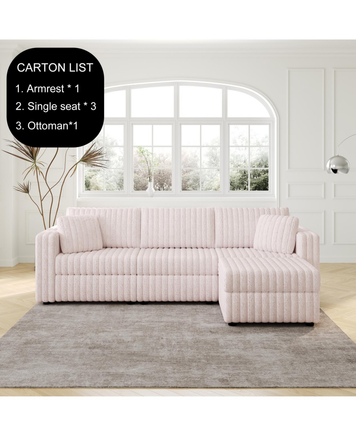 Streamdale Furniture 106" 2-Piece Fabric Upholstered Sofa & Ottoman Set