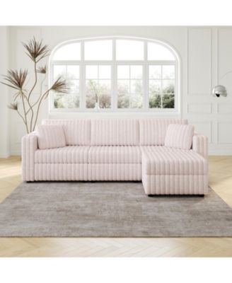 106" 2-Piece Fabric Upholstered Sofa & Ottoman Set