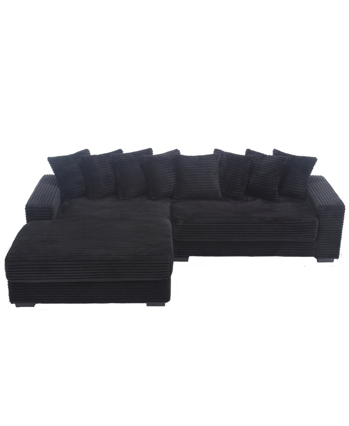 Streamdale Furniture Oversized Corduroy L Shaped Sofa with Chaise & 8 Pillows