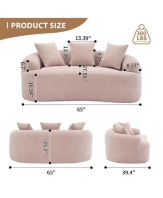 Warm Beige Chenille Loveseat Sofa