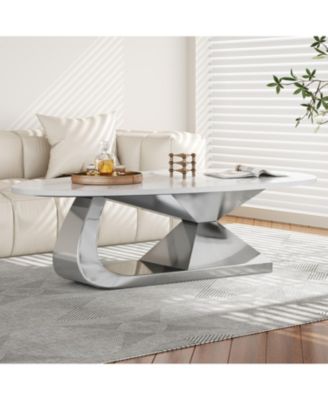 Sintered Stone Coffee Table with Stainless Steel Base