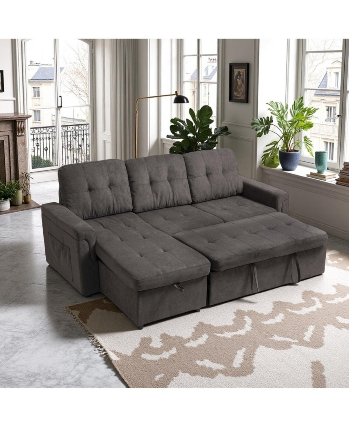 Streamdale Furniture Upholstered Sleeper Sectional with Reversible Storage