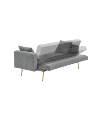 71.7 - inch Grey Teddy Fleece Sofa Bed with Two Included Throw Pillows