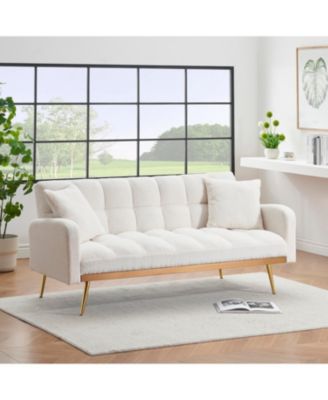 69" Sofa Bed with Adjustable Teddy Sofa